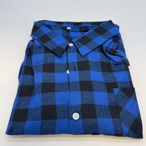 New Men’s Blue & Black Plaid Flannel Shirt – Size 6XL